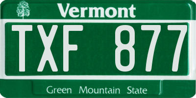 VT license plate TXF877