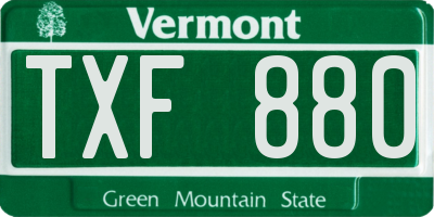 VT license plate TXF880