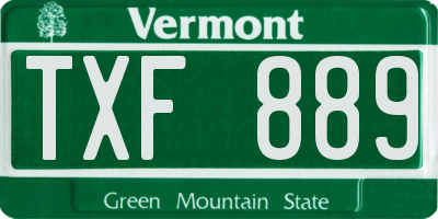 VT license plate TXF889