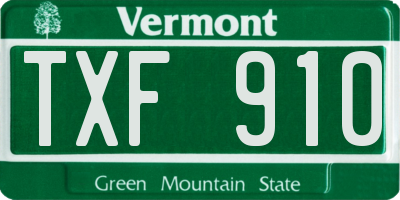 VT license plate TXF910