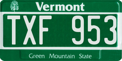 VT license plate TXF953