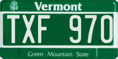 VT license plate TXF970
