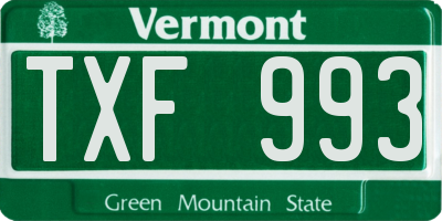 VT license plate TXF993
