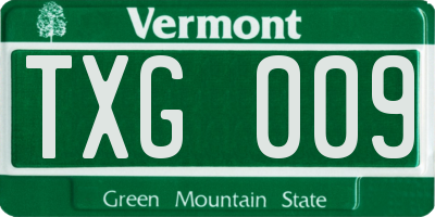 VT license plate TXG009