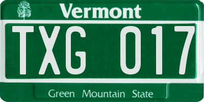 VT license plate TXG017