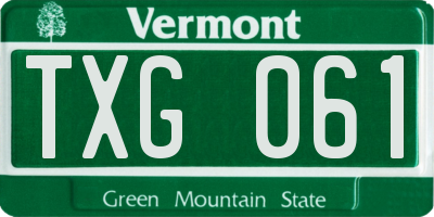 VT license plate TXG061