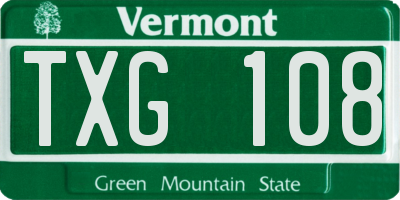 VT license plate TXG108