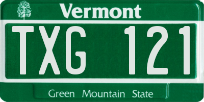 VT license plate TXG121