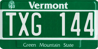 VT license plate TXG144