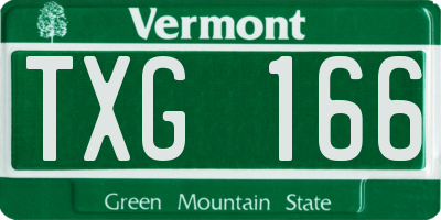 VT license plate TXG166