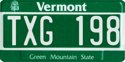 VT license plate TXG198