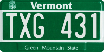 VT license plate TXG431