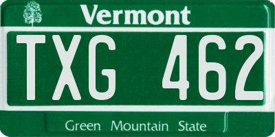 VT license plate TXG462