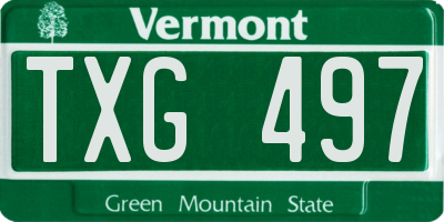 VT license plate TXG497