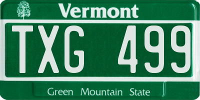 VT license plate TXG499