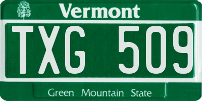 VT license plate TXG509