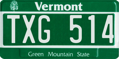 VT license plate TXG514