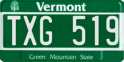 VT license plate TXG519