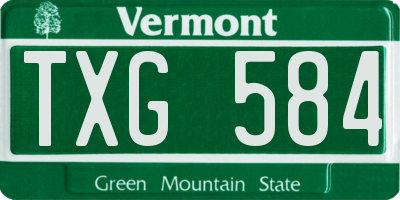 VT license plate TXG584