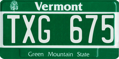 VT license plate TXG675