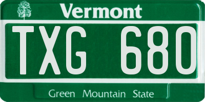 VT license plate TXG680