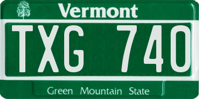VT license plate TXG740