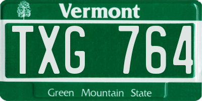 VT license plate TXG764
