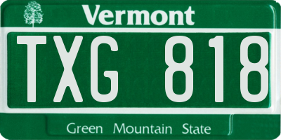 VT license plate TXG818