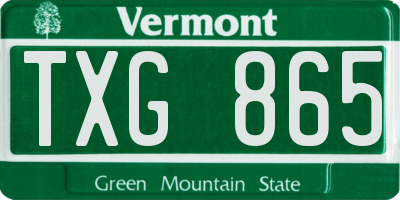 VT license plate TXG865