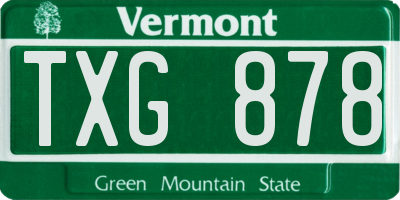 VT license plate TXG878