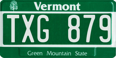 VT license plate TXG879
