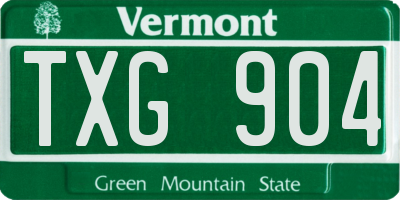 VT license plate TXG904