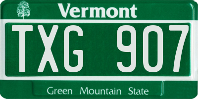 VT license plate TXG907