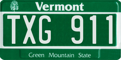 VT license plate TXG911