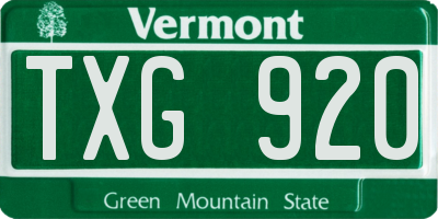 VT license plate TXG920