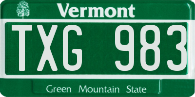 VT license plate TXG983