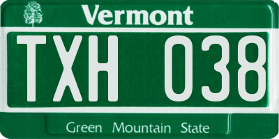 VT license plate TXH038
