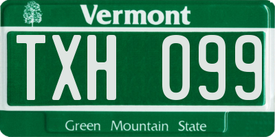 VT license plate TXH099