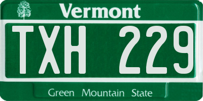 VT license plate TXH229