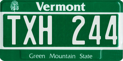 VT license plate TXH244