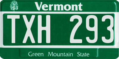 VT license plate TXH293