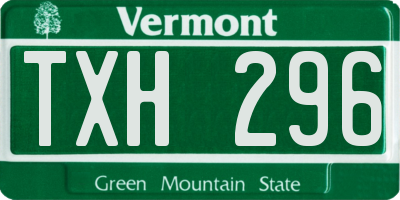 VT license plate TXH296