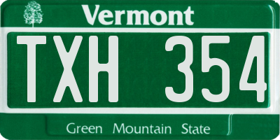 VT license plate TXH354