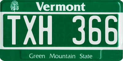 VT license plate TXH366