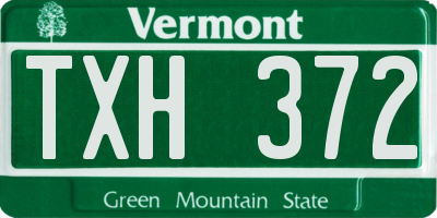 VT license plate TXH372