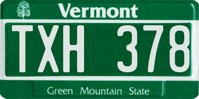 VT license plate TXH378