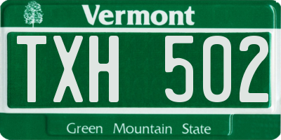 VT license plate TXH502