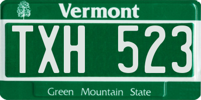 VT license plate TXH523