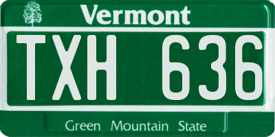 VT license plate TXH636