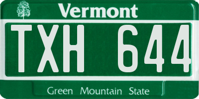 VT license plate TXH644